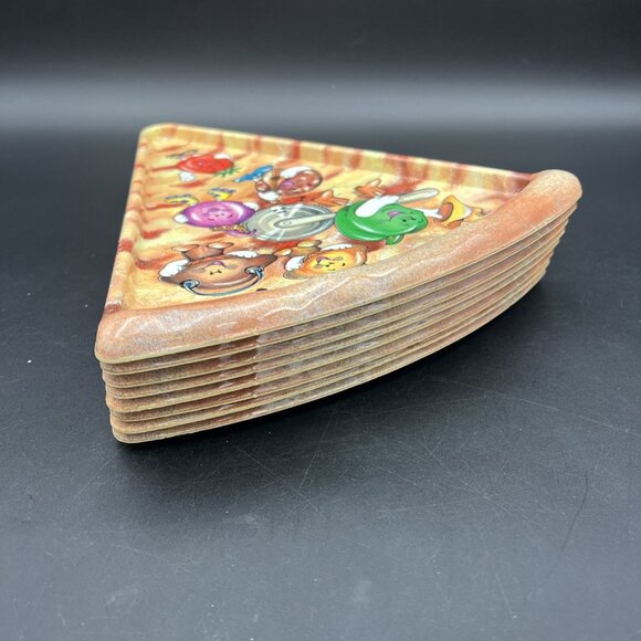 Complete Set (8) Vintage 90's Deborah Mallow Pizza Slice Plates Plastic Party - Picture 15 of 16